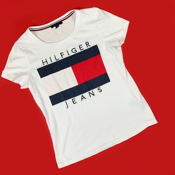 tommy hilfiger flag t shirt womens